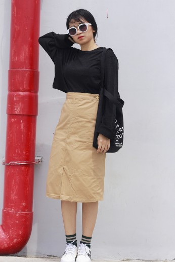 Áo thun crotop dài tay-đen