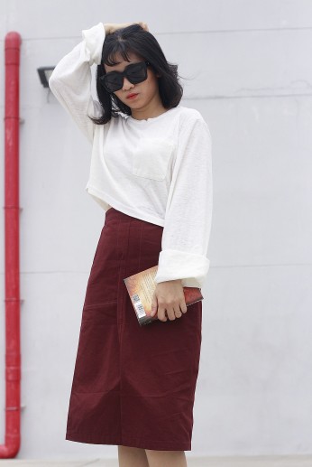 Áo thun crotop dài tay-Trắng