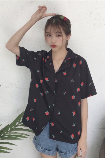 Áo Sơ Mi Hoạ Tiết Xanh