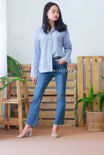 Áo sơmi thêu hình thỏ-Caro xanh