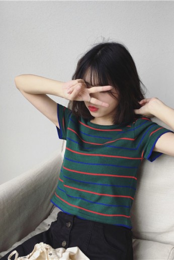 Áo Thun Sọc Ngang Xanh