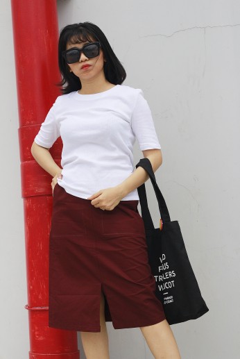 Áo thun tay lỡ-Trắng