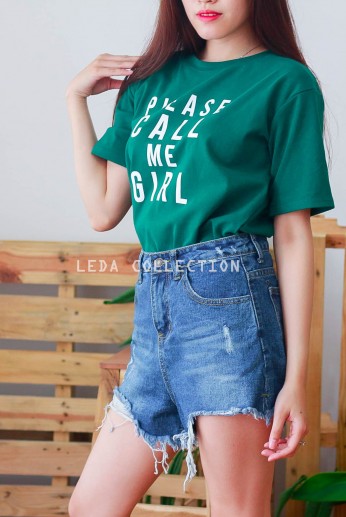 Áo thun in chữ trắng trước-Xanh