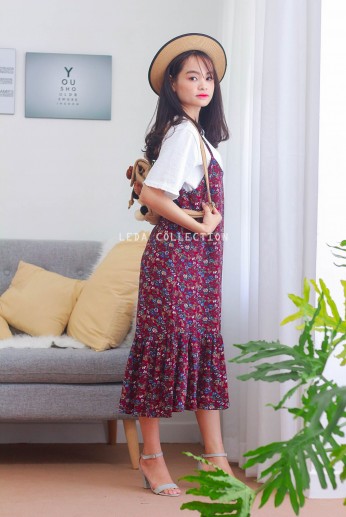 Yếm váy hoa-Đỏ