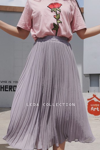 Chân váy maxi xếp ly nhỏ-Xám