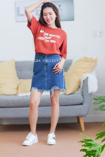 Chân váy viền line-Xanh đậm-M