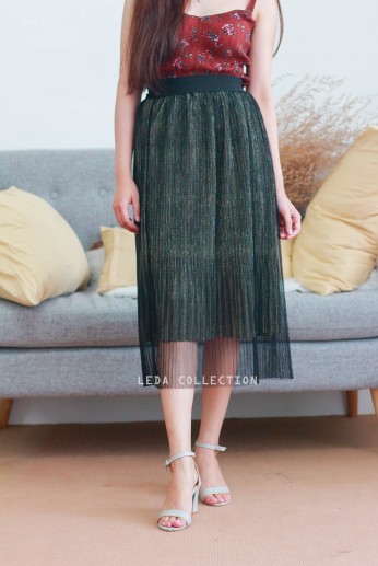 Chân váy maxi 2 lớp-Đen lớp trong vàng