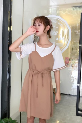 Đầm Cột Dây Eo Hồng