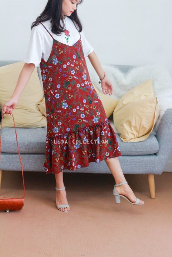 Yếm váy hoa to-Đỏ