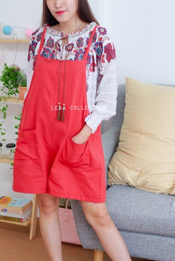 Quần yếm kaki-Đỏ