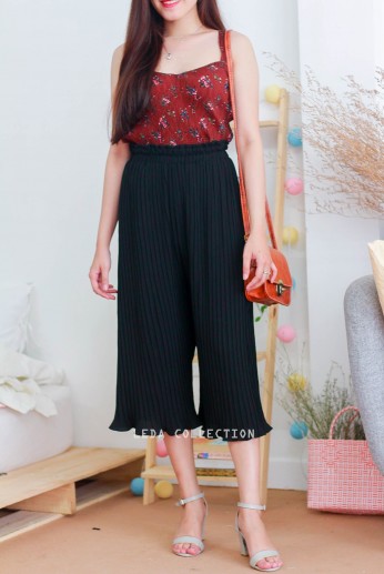 Quần voan xếp ly-Đen